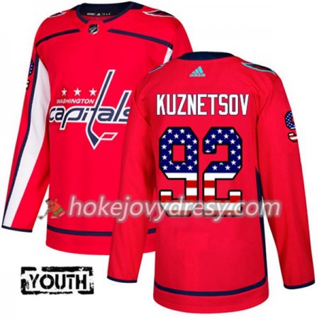 Dětské Hokejový Dres Washington Capitals Evgeny Kuznetsov 92 2017-2018 USA Flag Fashion Černá Adidas Authentic